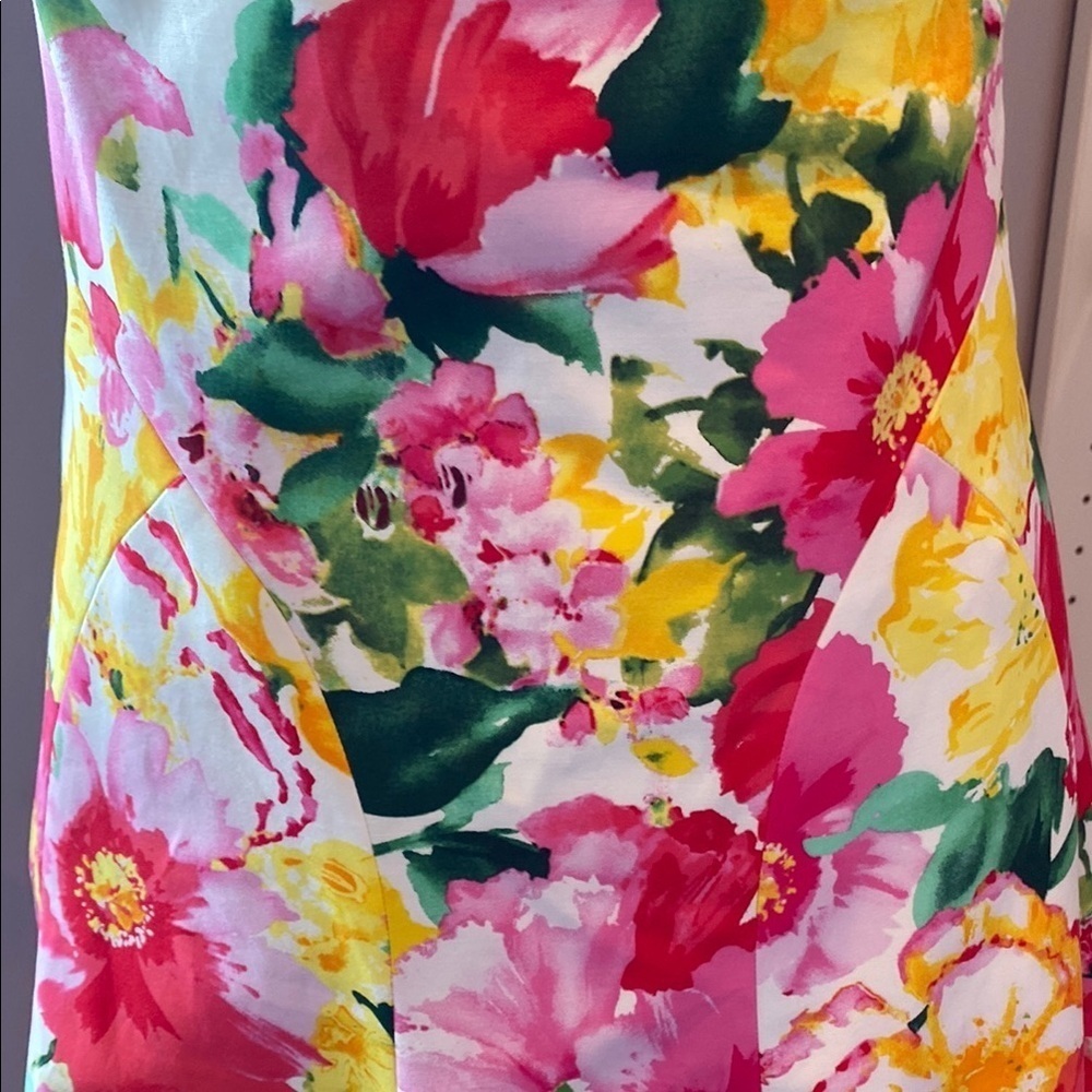 Ralph Lauren Pink Yellow Trumpet Midi Dress - Picture 4 of 11